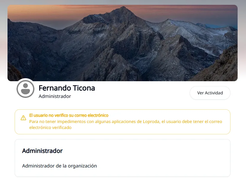 Detalle de un usuario de la organización