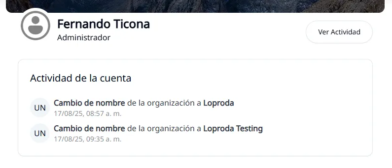 Actividades que un usuario realizo